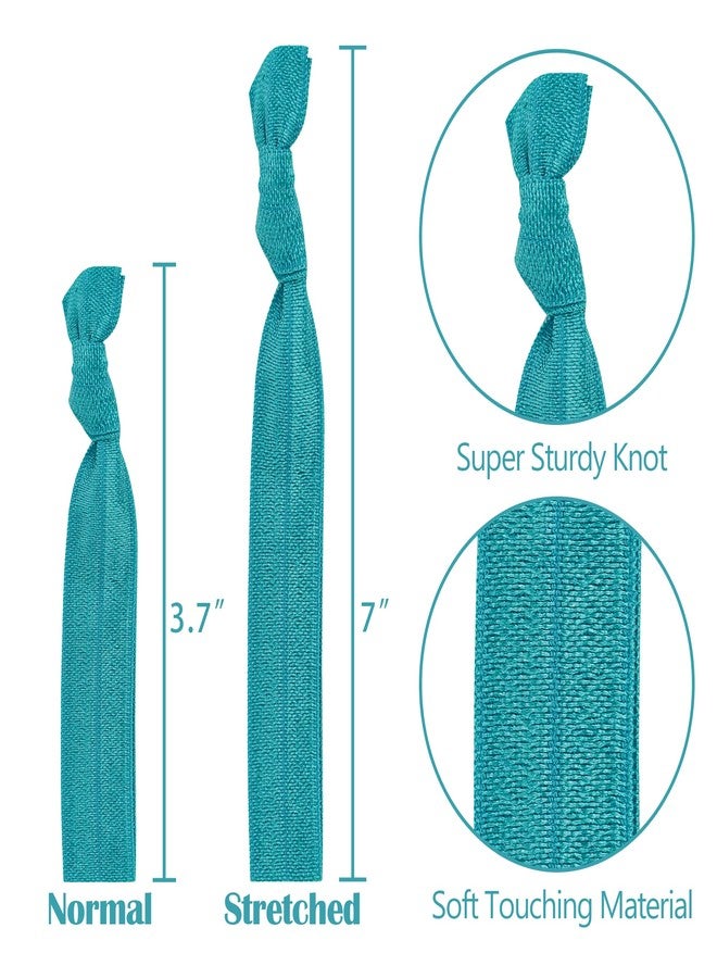MEEDEE Teal Blue No Crease Soft Knotted Hair Ties - 100 Pack Ouchless Yoga & Pony Tail Bracelets for Women - Image 3